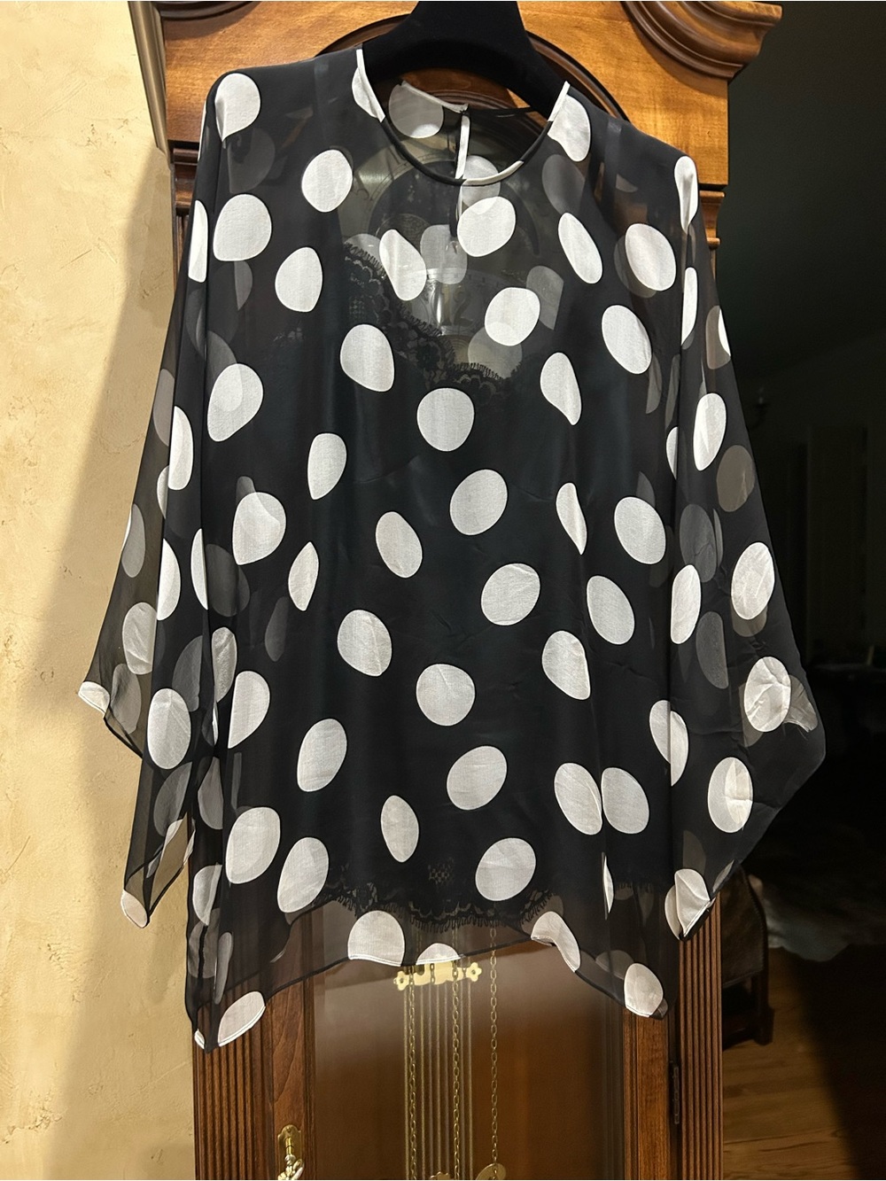 Dolce & Gabbana Black silk blouse with white  Polka Dots size IT 44 US 10-12